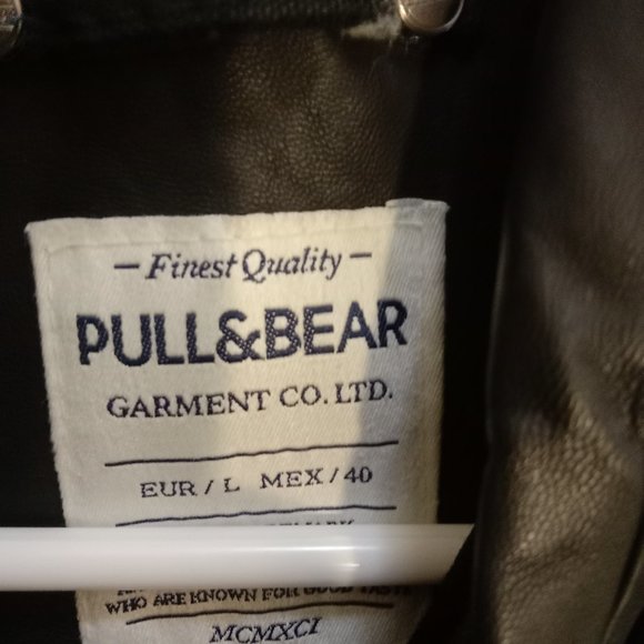 Pull & Bear Men's Soft Leather Full Zip Xray Biker Jacket Black UK Large - Picture 7 of 7